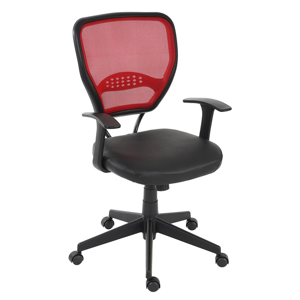 XXL-Bürostuhl TENOYA LEDER, bequeme Sitzpolsterung, Rückenlehne mit Netzbezug, Farbe Rot