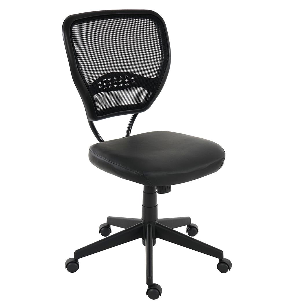XXL-Bürostuhl TENOYA LEDER OHNE ARMLEHNEN, bequeme Sitzpolsterung, Rückenlehne mit Netzbezug, Farbe Schwarz