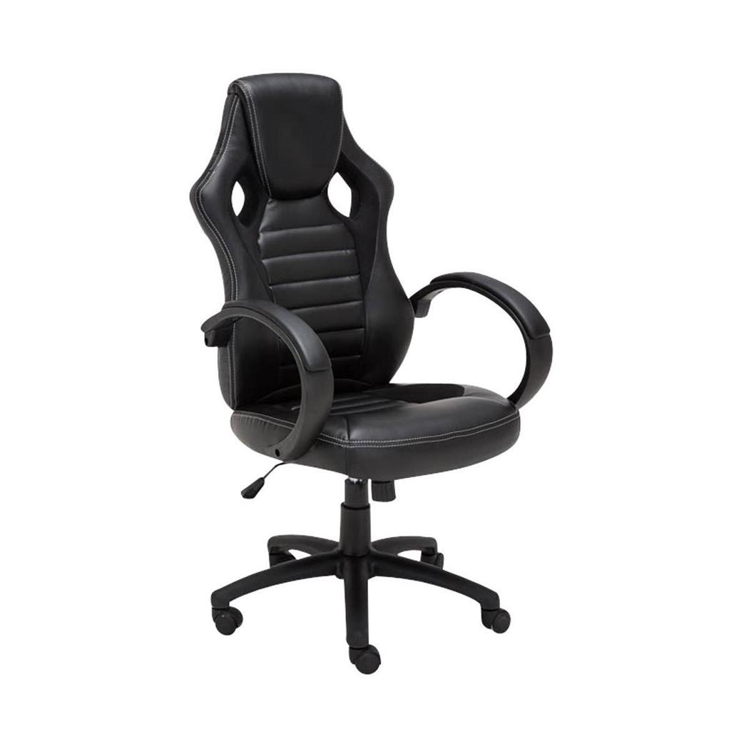 Gaming-Stuhl ASCARI, sportliches Design, sehr bequem, Leder- und Stoffbezug, Farbe Schwarz