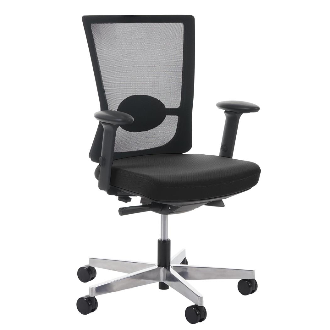 Ergonomischer Bürostuhl NILO, vielseitig einstellbar, Lordosenstütze, gepolsterte Sitzfläche, Netzstoff, Farbe Schwarz