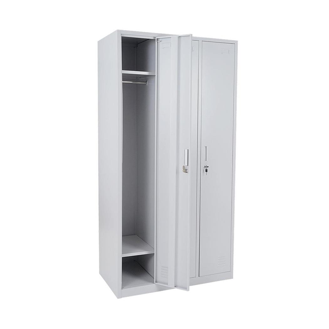 Metallspind AGNES, Umkleideschrank mit 3 Türen, abschließbar, 180x90x50 cm, Farbe Grau