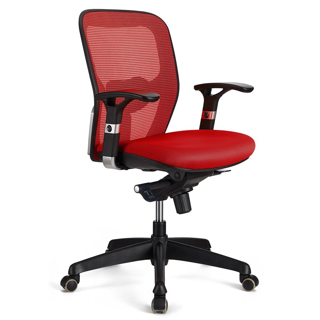 Ergonomischer Bürostuhl FELIX, verstellbare Lordosenstütze, für die 8h-Nutzung, Farbe Rot