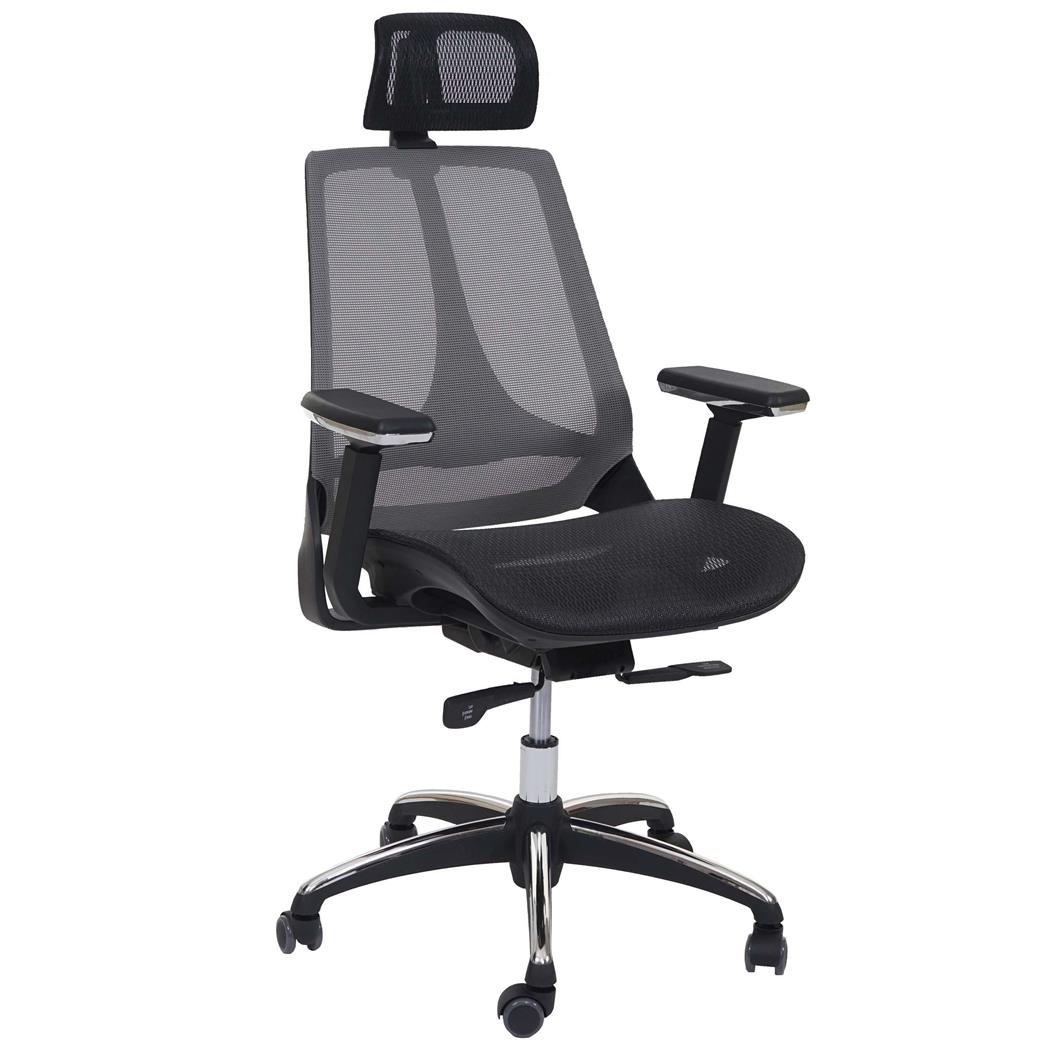 Ergonomischer Bürostuhl ALAN, tiefenverstellbare Sitzfläche, Synchronmechanik, 8h-Nutzung, Netzbezug, Farbe Schwarz/ Grau