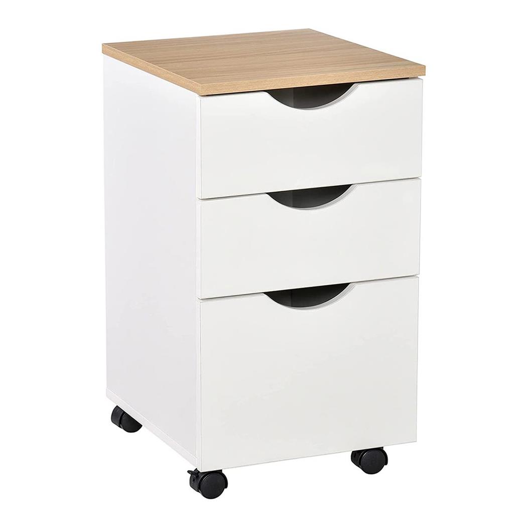 Büroschrank ESBEN, Schreibtischcontainer, 3 Schubladen, 40x34x60,5 cm, Farbe Weiß