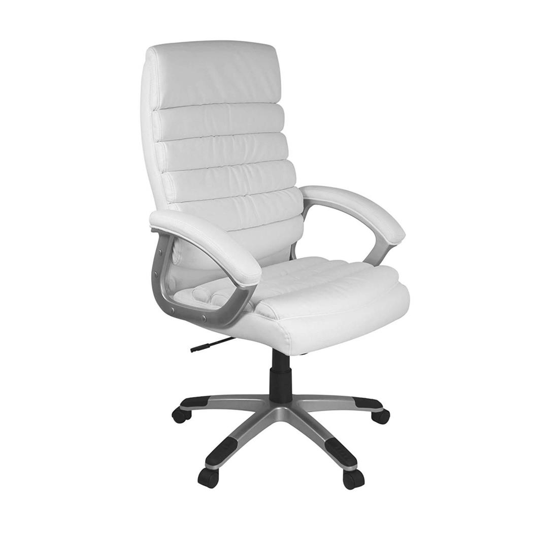 Bürostuhl VALENCIA, Design mit eleganter Naht, in Leder, Farbe Weiß