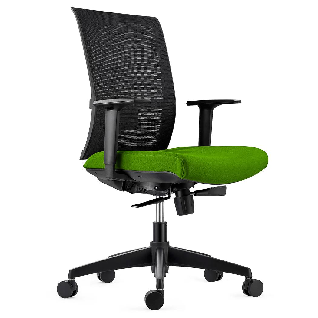 Ergonomischer Bürostuhl EXON, Lordosenstütze, für die 8h-Nutzung, mit Stoff- und Netzbezug, Farbe Grün