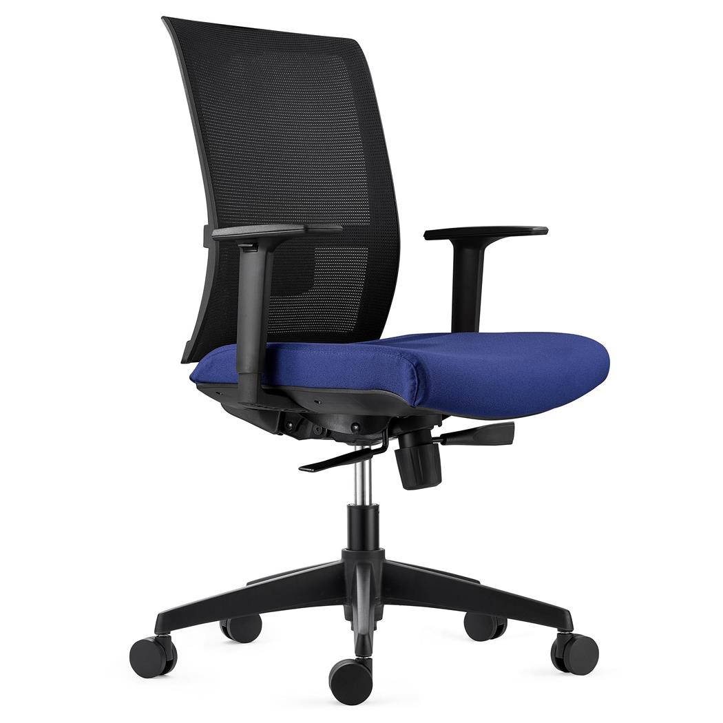 Ergonomischer Bürostuhl EXON, Lordosenstütze, für die 8h-Nutzung, mit Stoff- und Netzbezug, Farbe Dunkelblau