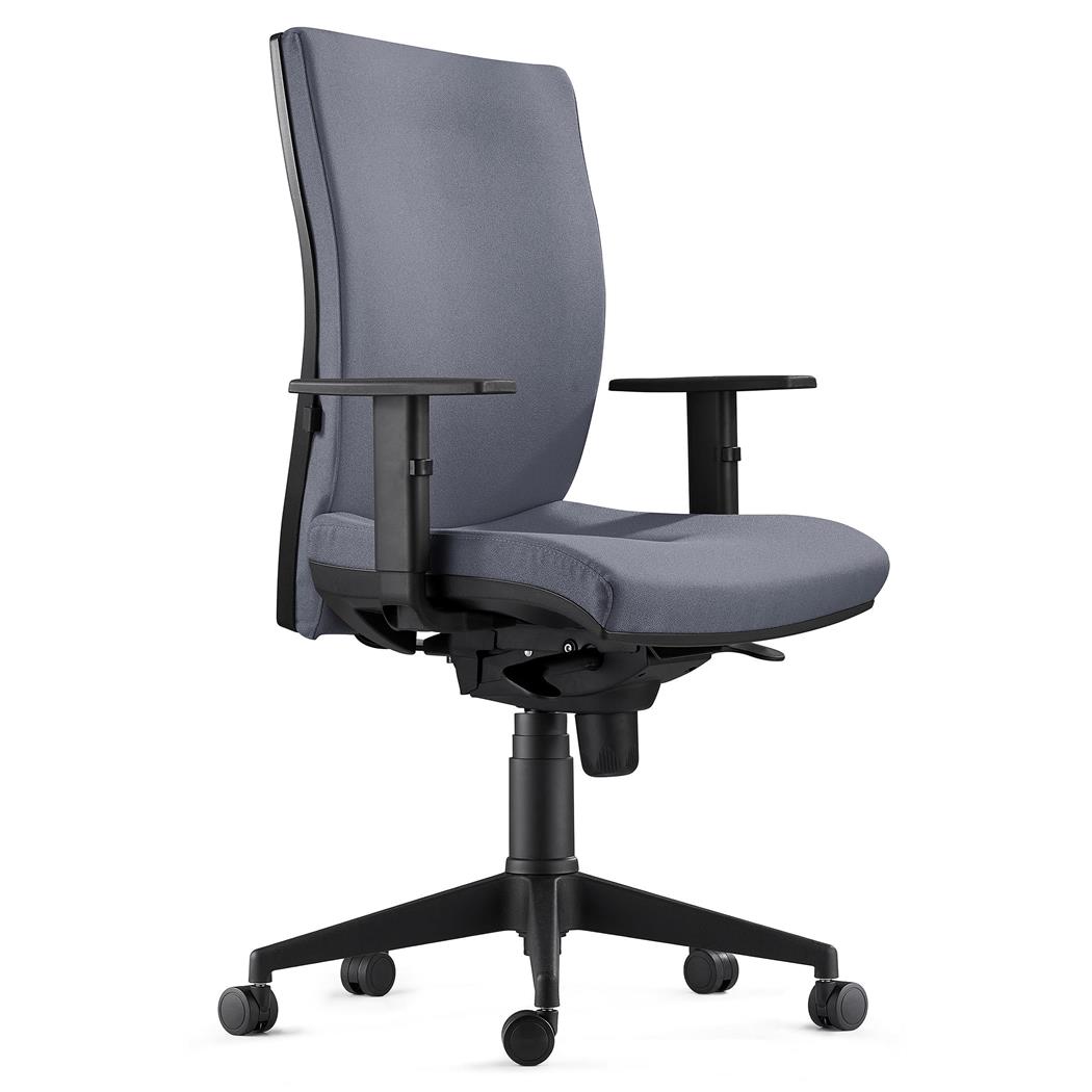 Ergonomischer Bürostuhl KEVIN, Lordosenstütze, Stoffbezug, Farbe Grau