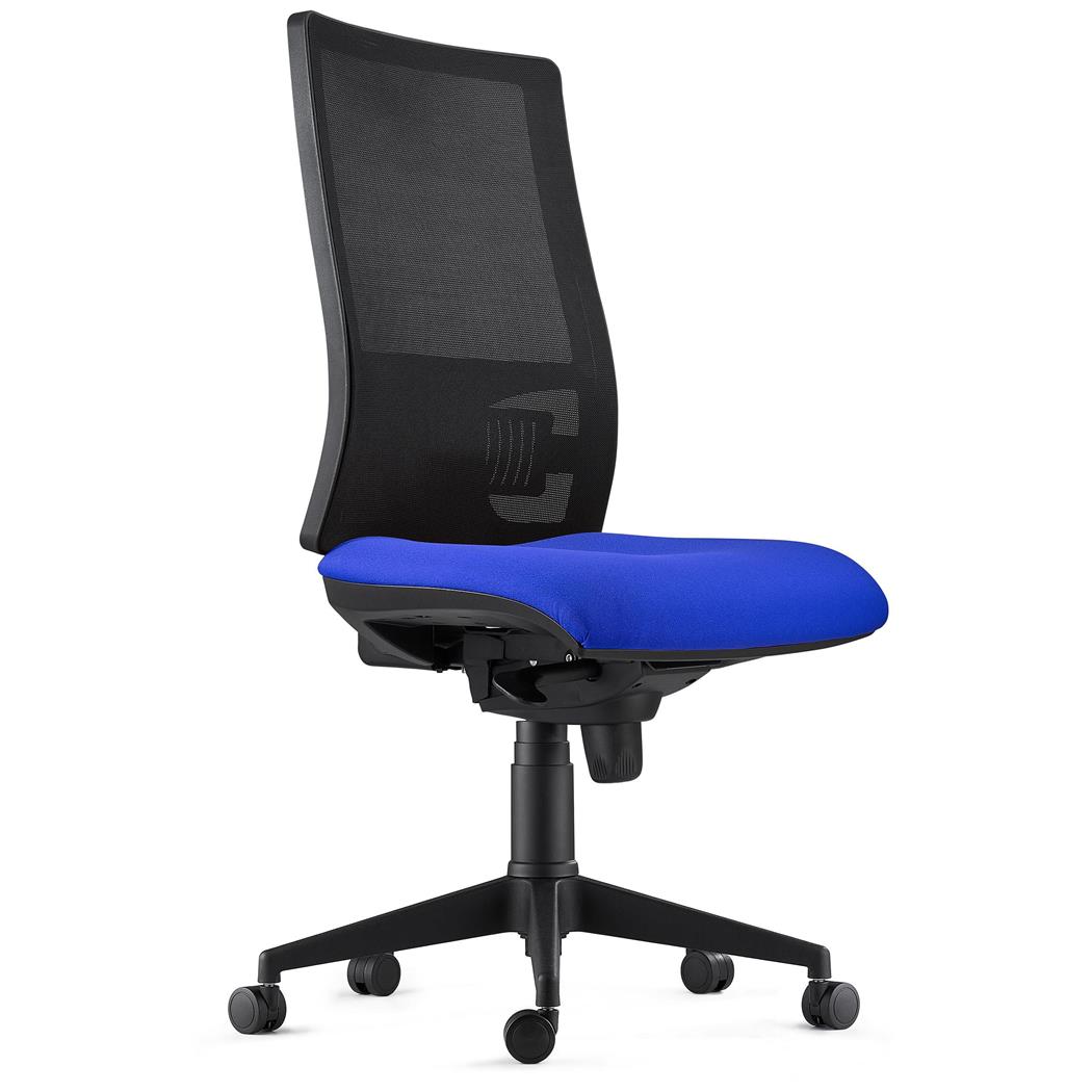 Ergonomischer Bürostuhl EMERSON, verstellbare Rückenlehne mit Lordosenstütze, Stoffbezug, Farbe Blau