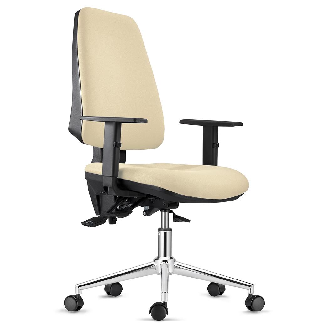 Ergonomischer Bürostuhl INDIANA METALL, Stoffbezug, Metallgestell, verstellbare Armlehnen, Farbe Beige