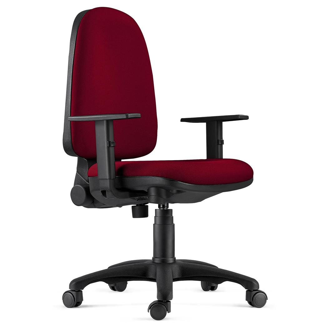 Ergonomischer Bürostuhl PAROS, verstellbare Armlehnen, Stoffbezug, Farbe Burgund