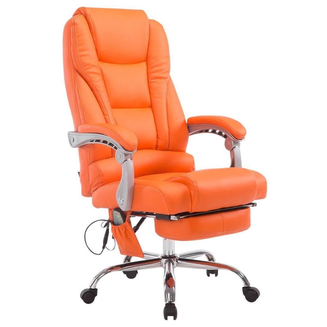 Chefsessel KOMODITY MASSAGE LEDER, mit ausziehbarer Fußstütze, Massagefunktion, Farbe Orange