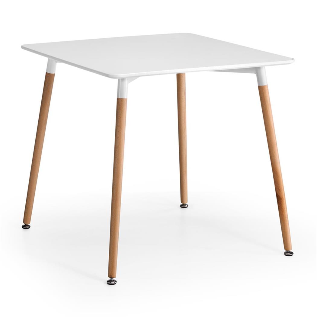 Bürotisch MISTEL 80x80x74cm, Tischbeine aus Holz und Tischplatte weiß