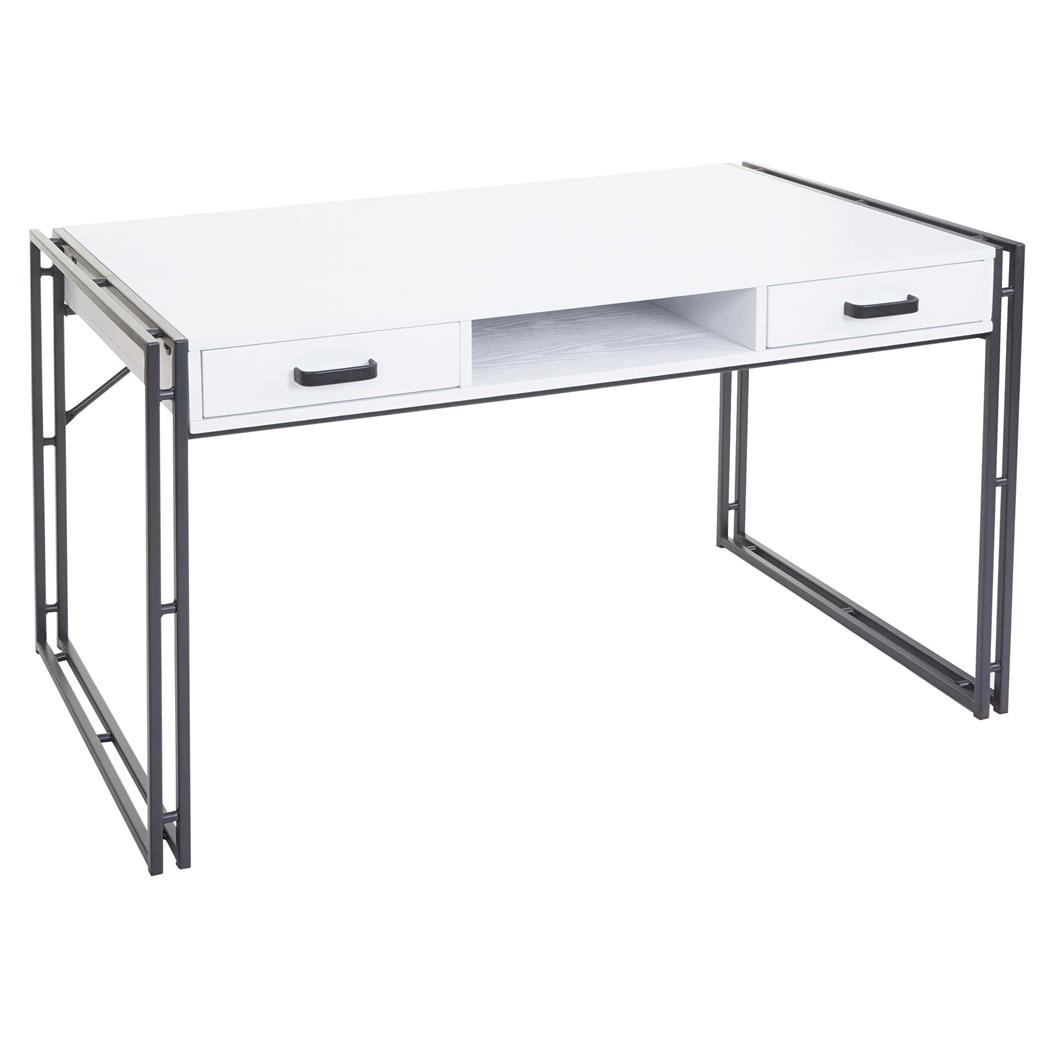Schreibtisch OLAF, Abmessungen 121 x 70 x 75 cm, Metalltischbeine, aus Holz, Farbe Weiß