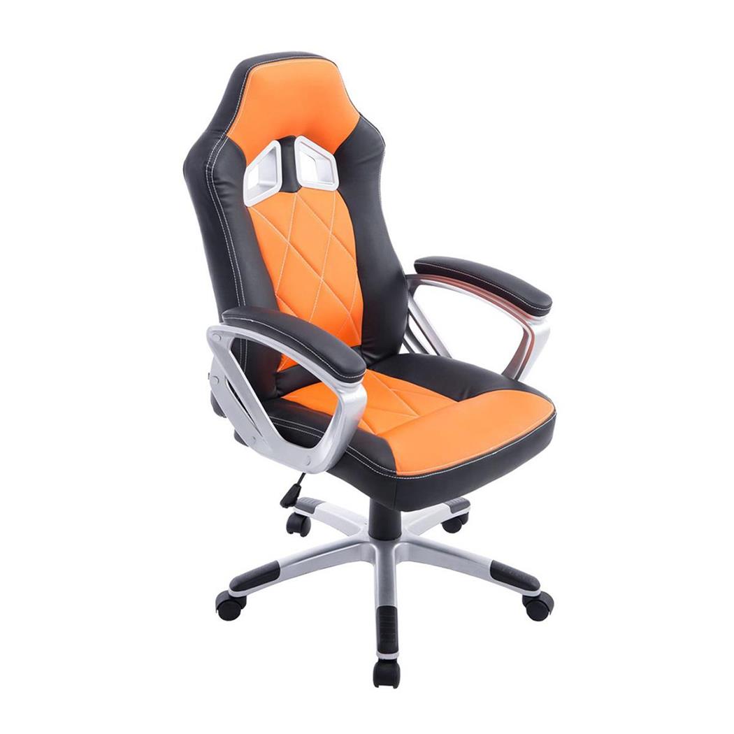 Gaming-Stuhl SAINZ, sportliches Design, dicke Polsterung, Lederbezug, Farbe Schwarz / Orange