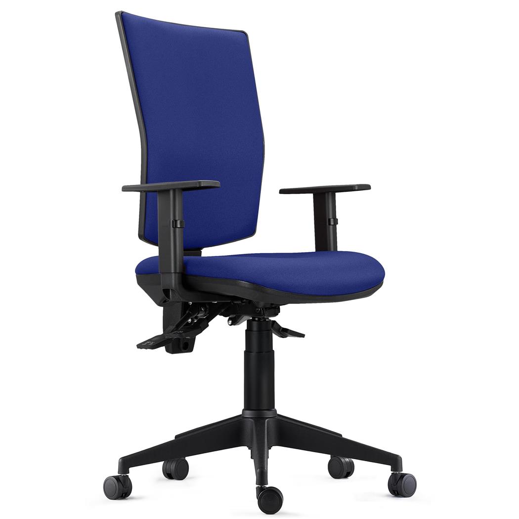 Ergonomischer Bürostuhl ATLANTA, 8h-Nutzung, Stoffbezug, Farbe Dunkelblau