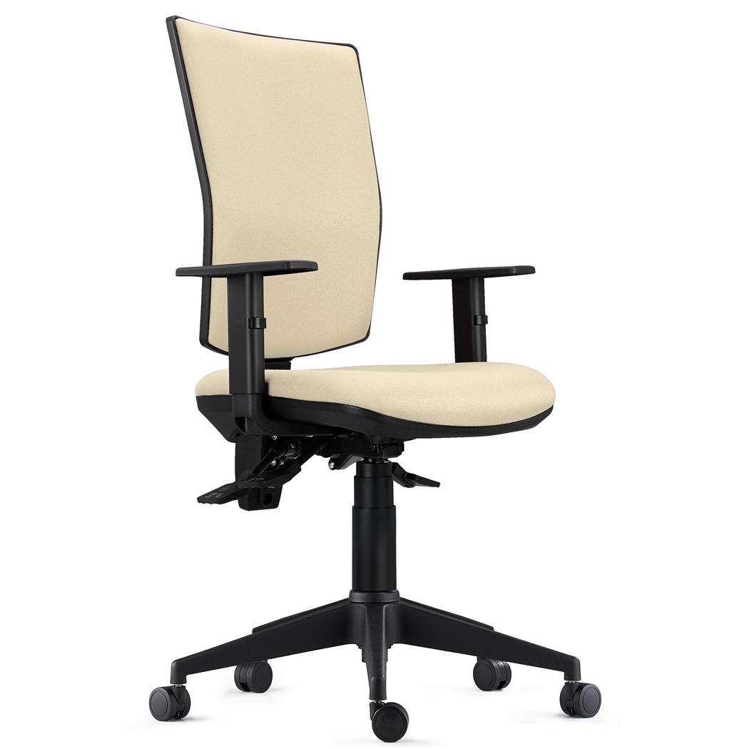 Ergonomischer Bürostuhl ATLANTA, 8h-Nutzung, Stoffbezug, Farbe Beige