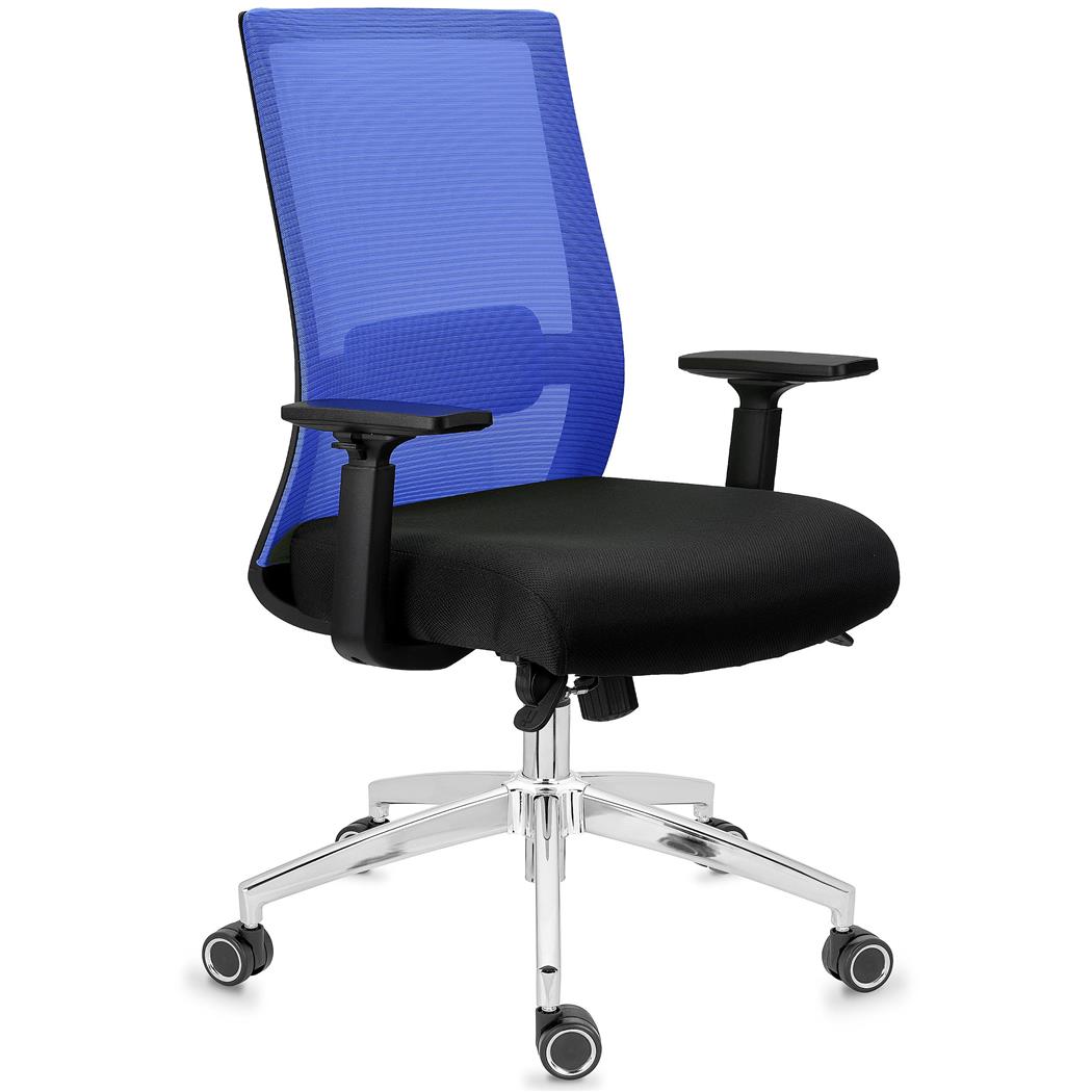 Ergonomischer Bürostuhl NIXON, Lordosenstütze, Metallfußkreuz, 8h-Nutzung, Farbe Blau