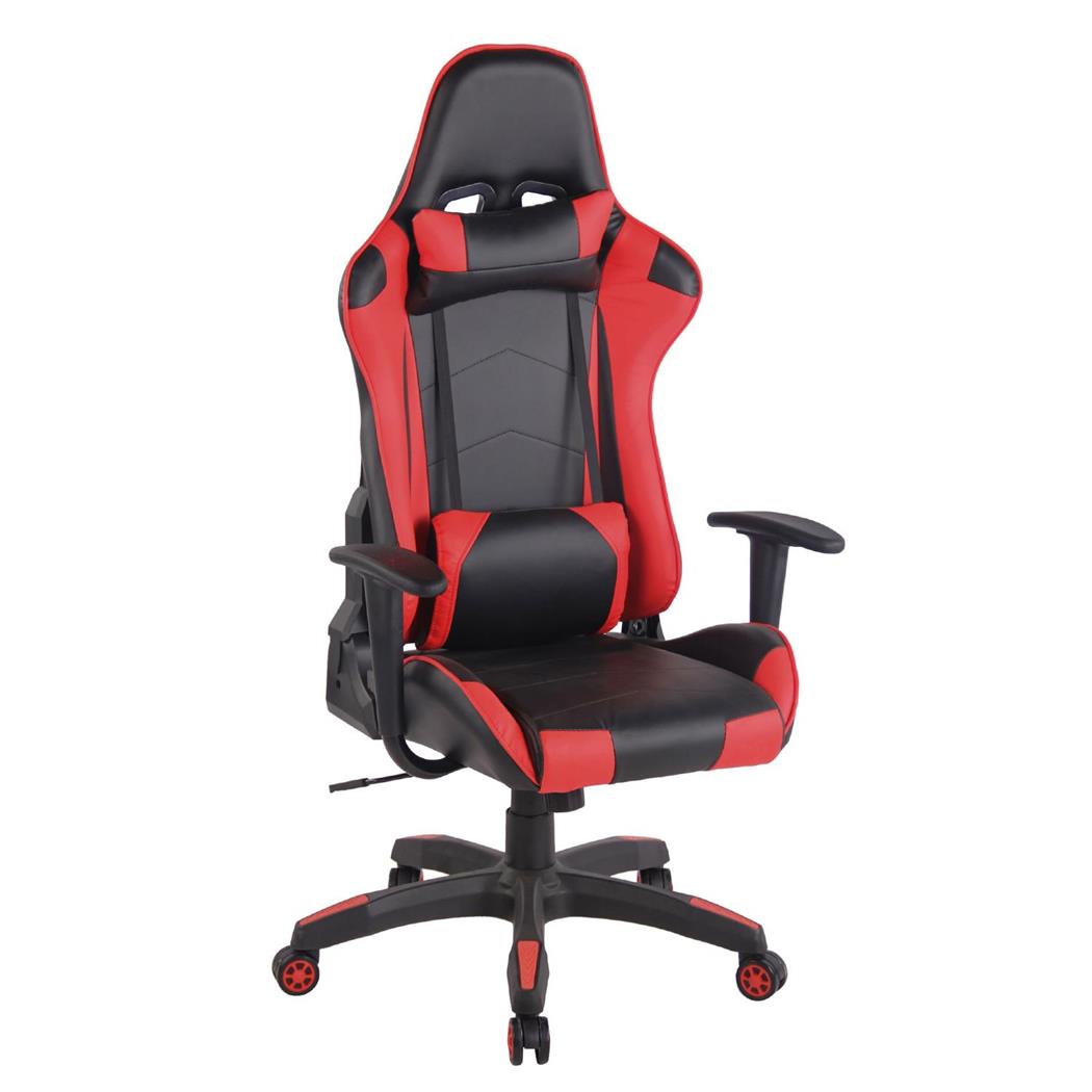 Gaming-Stuhl DARIUS, Nacken- und Lordosenkissen, Kunstleder, Farbe Schwarz/ Rot