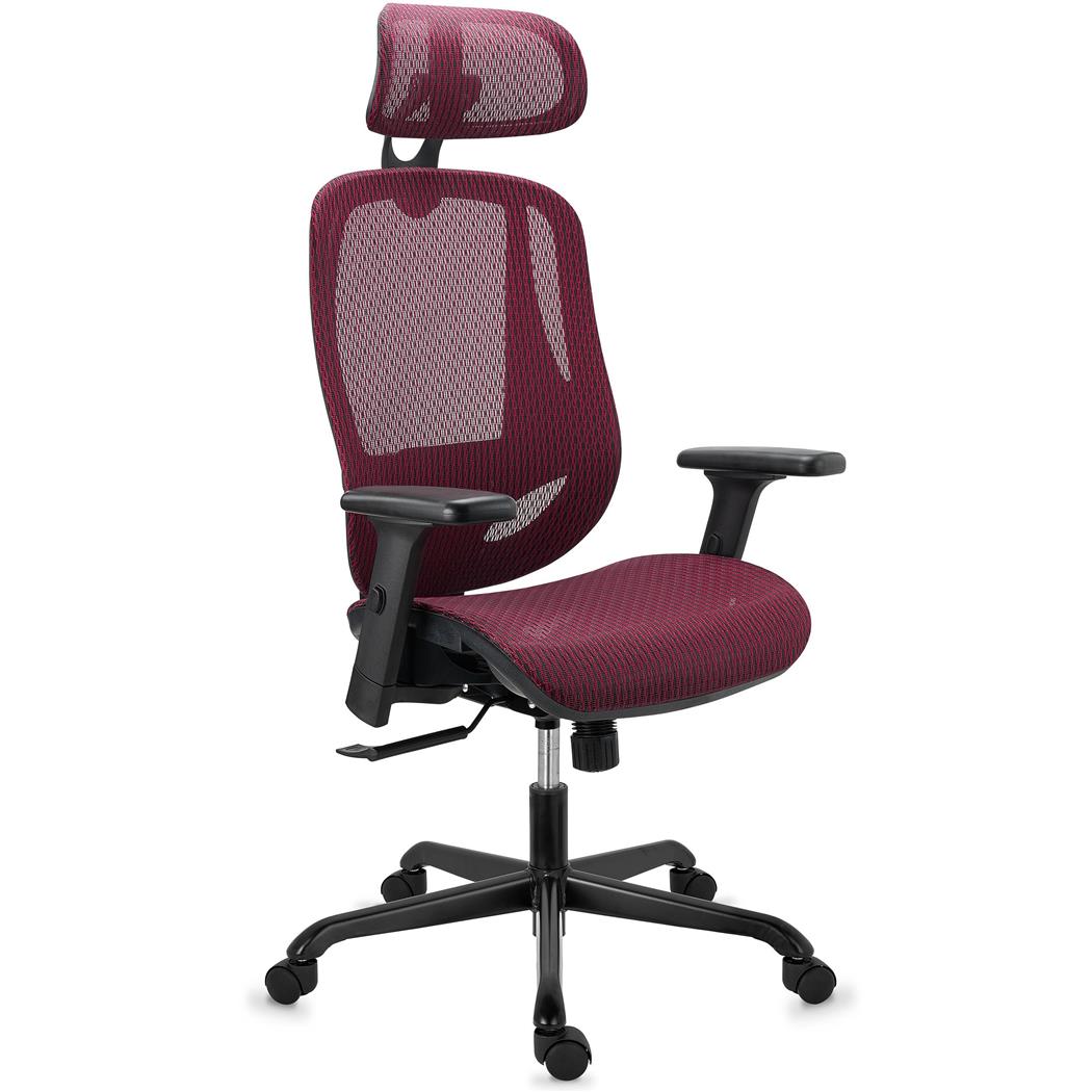 DEMO# Ergonomischer Bürostuhl NOVA, Sehr komfortabel und regulierbar; Beste Qualität und Design, Netzstoff, Farbe Rot