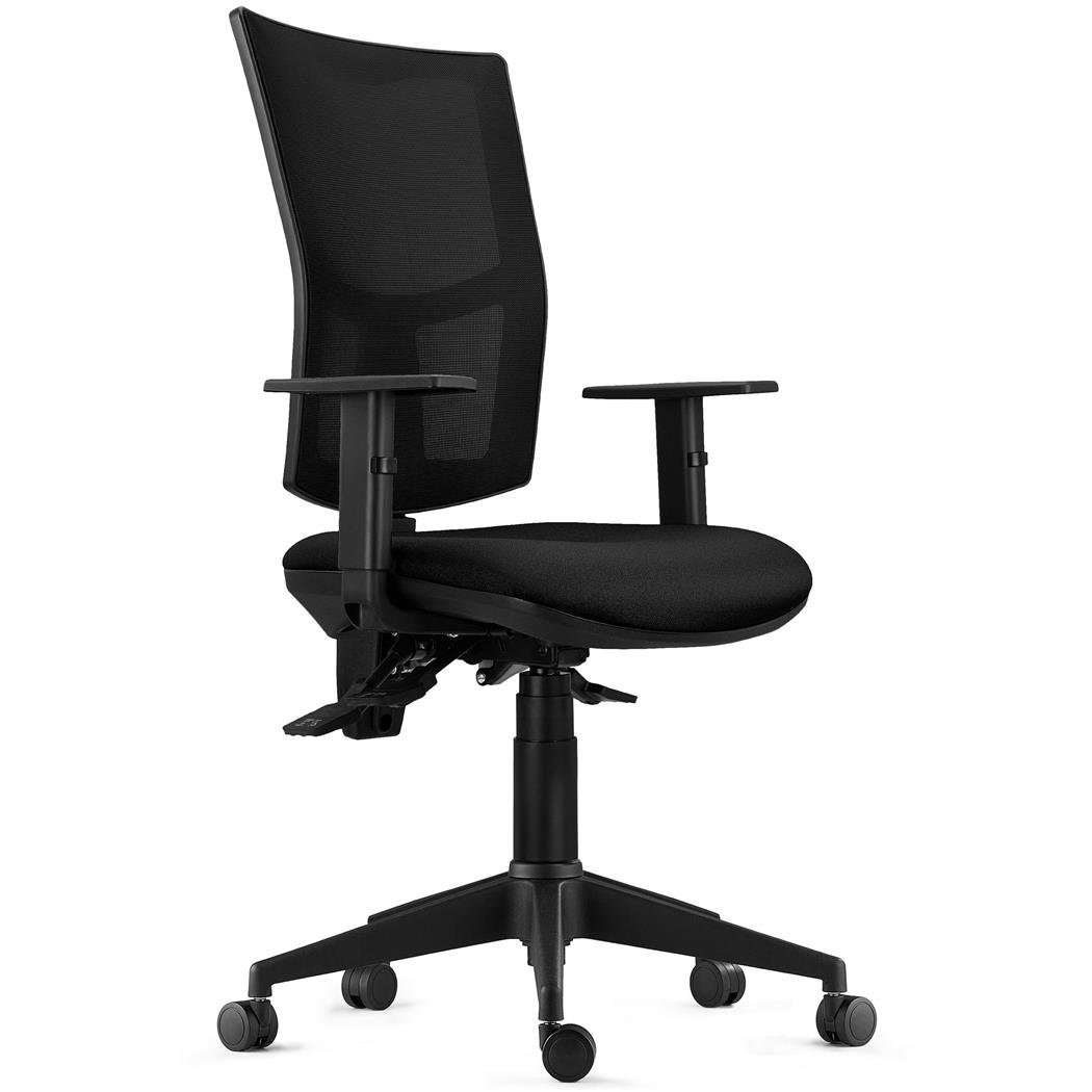 Ergonomischer Bürostuhl ATLANTA MESH, 8h-Nutzung, Rückenlehne mit Netzstoff, Farbe Schwarz