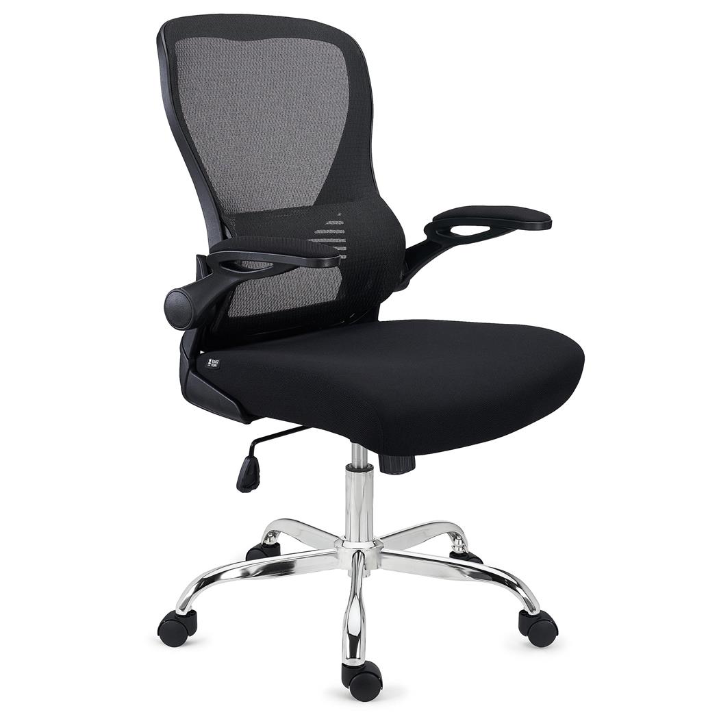 Ergonomischer Bürostuhl CORFU, klappbare Armlehnen, ergonomisches Design, Farbe Schwarz