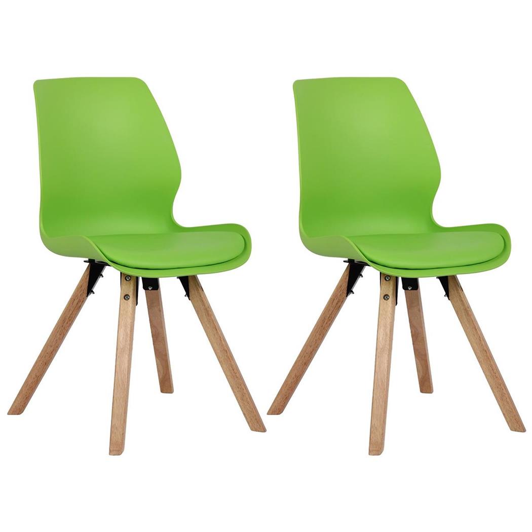 2er Set Besucherstuhl KALI, Stuhlbeine aus Buchenholz, bequem gepolsterte Sitzschale, Kunststoff, Farbe Grün