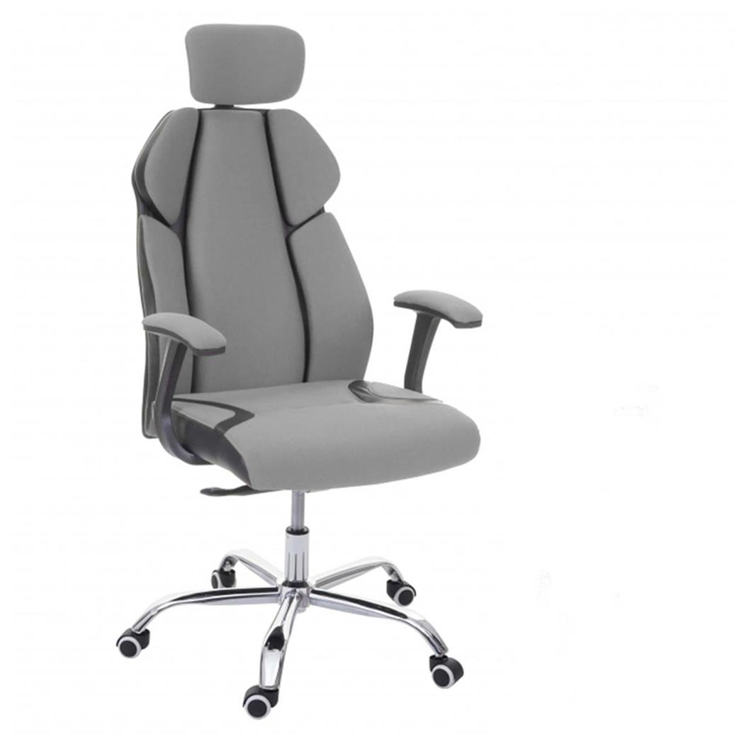 Ergonomischer Bürostuhl TUXON, exklusives Design, verstellbare Sitztiefe, Stoff/ Kunstleder, Farbe Grau