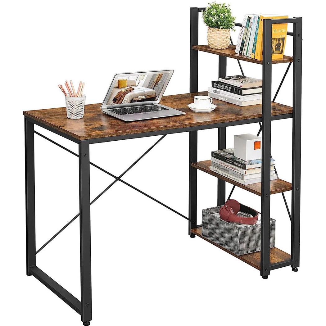 Schreibtisch LAIKA, Abmessungen 120x119x60 cm, Seitenregal, Metall und Holz, Farbe Rustik