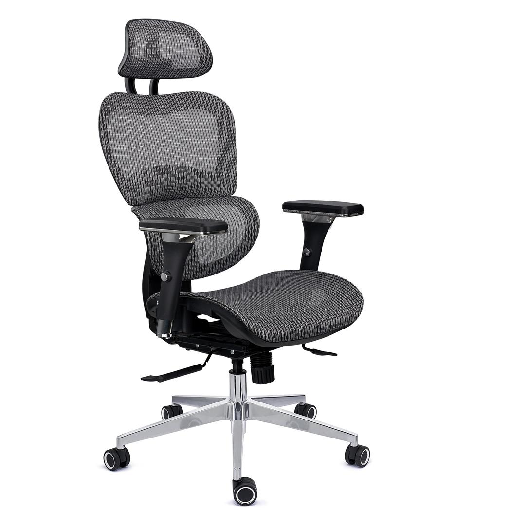 Ergonomischer Bürostuhl VICTORY PRO, maximale Anpassungsfähigkeit, Profi-Modell, exklusive Details, Farbe Grau