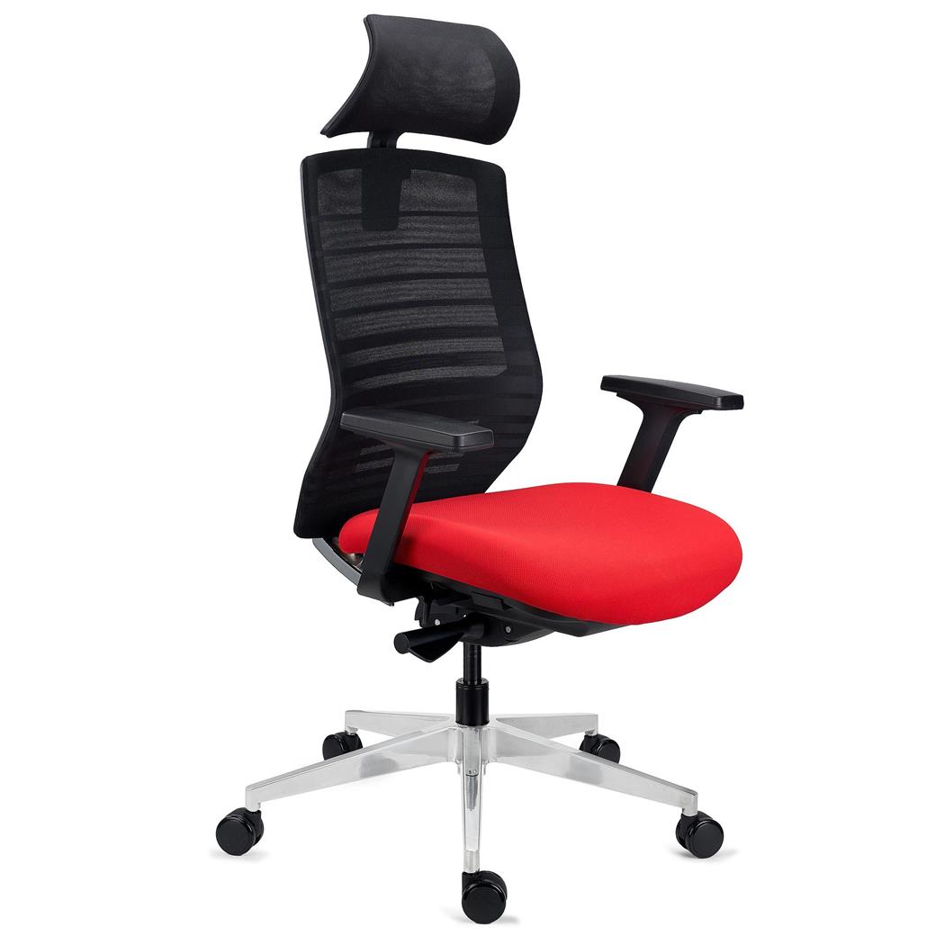 Ergonomischer Bürostuhl TAURUS, modernes Design, verstellbare Rückenlehne, Kopfstütze, Farbe Rot