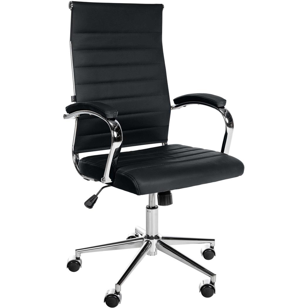 Bürostuhl OXFORD ECHTLEDER, moderner Chefsessel, elegantes Design, komfortabler Echtlederbezug, Farbe Schwarz