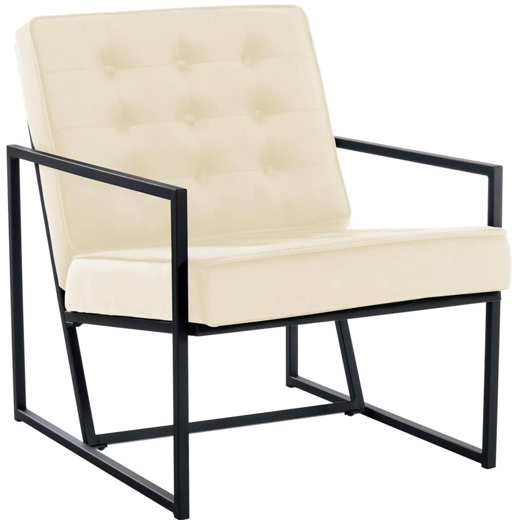 Besuchersessel AKEMI, modernes Lounger-Design, Metallgestell, Samtbezug, Farbe Creme