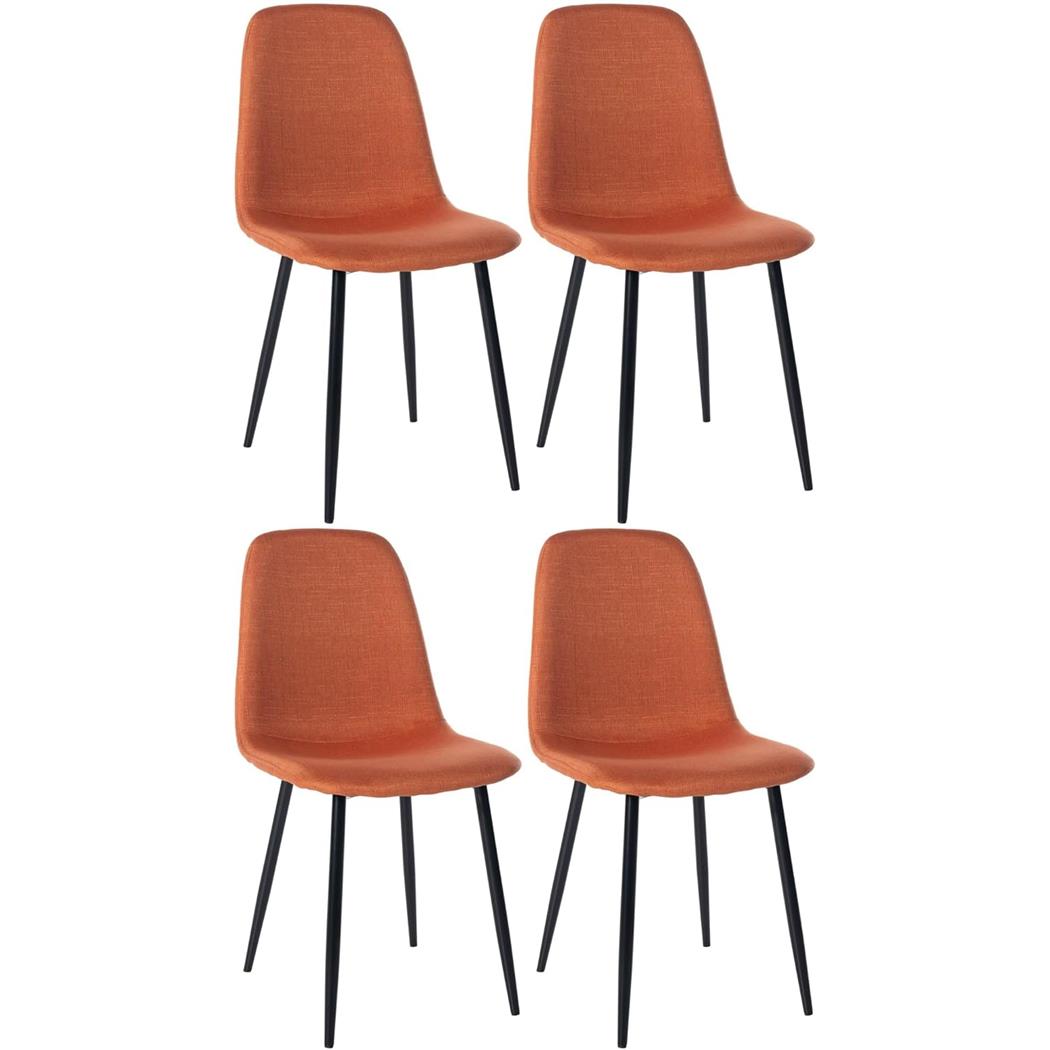 Im 4er Set: Besucherstuhl NAIPES STOFF, robustes Metallgestell, Stoffbezug, Farbe Orange