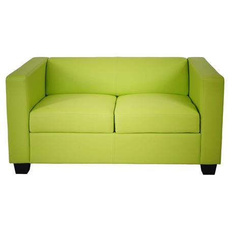 Sessel BASEL, Zweisitzer, elegantes Design, großer Komfort, Leder, Farbe Grün