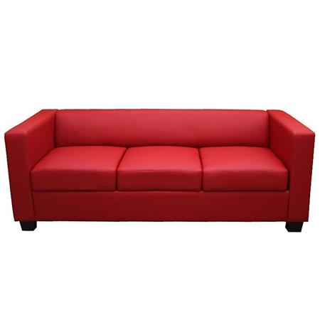 Sessel BASEL, Dreisitzer, elegantes Design, großer Komfort, Kunstleder, Farbe Rot
