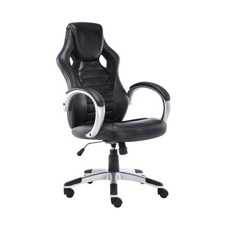 Gaming-Stuhl ASCARI PRO, sportliches Design, sehr bequem, Leder- und Stoffbezug, Farbe Schwarz