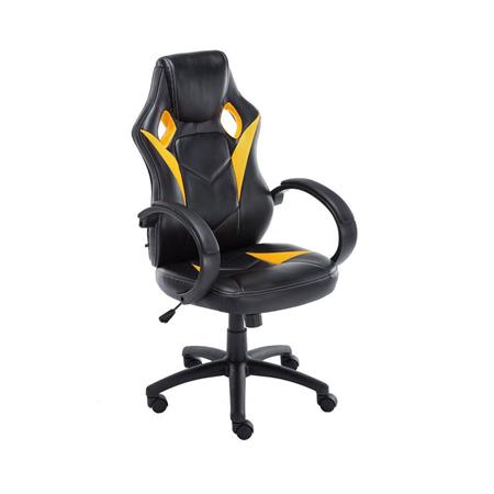 Gamingstuhl JARAMA, Komfort und sportliches Design, Leder- und Stoffbezug, Farbe Schwarz / Gelb