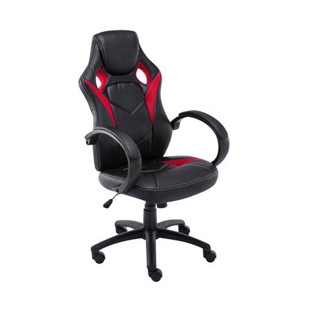 Gamingstuhl JARAMA, Komfort und sportliches Design, Leder- und Stoffbezug, Farbe Schwarz / Rot