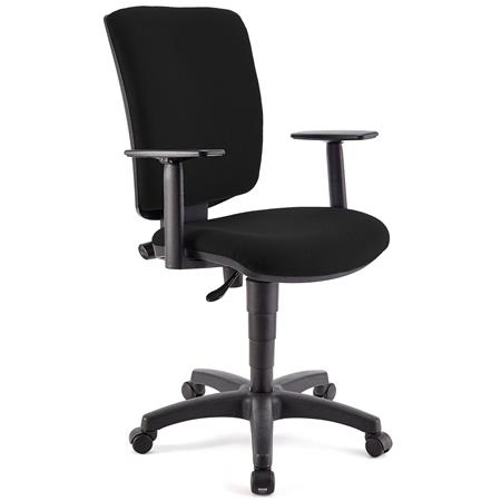 Bürostuhl ATLAS PLUS STOFF, verstellbare Rücken- und Armlehnen, dicke Polsterung, Farbe Schwarz