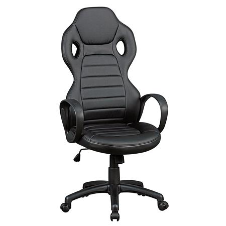 Gaming-Stuhl TUKANA, sportliches Design, hohe Rückenlehne, Lederbezug, Farbe Schwarz