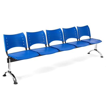 Wartebank ELVA 5-Sitzer, Metallgestell, Kunststoff, Farbe Blau