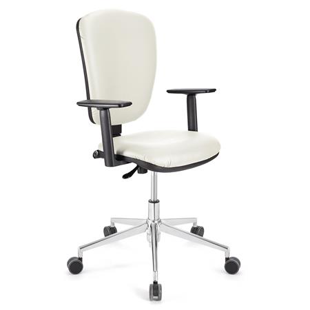 Bürostuhl KALIPSO PRO LEDER, verstellbare Rücken- und Armlehnen, Metallgestell, Lederbezug, Farbe Weiß