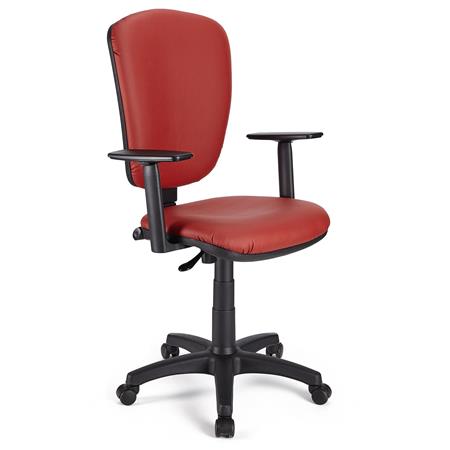 Bürostuhl KALIPSO PLUS LEDER, verstellbare Rücken- und Armlehnen, robust, Farbe Rot