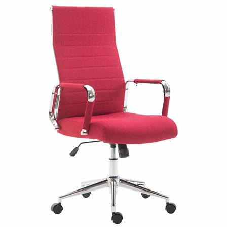Bürosessel KOLMU STOFF, Metallgestell, elegantes Design mit Quersteppung, Farbe Rot