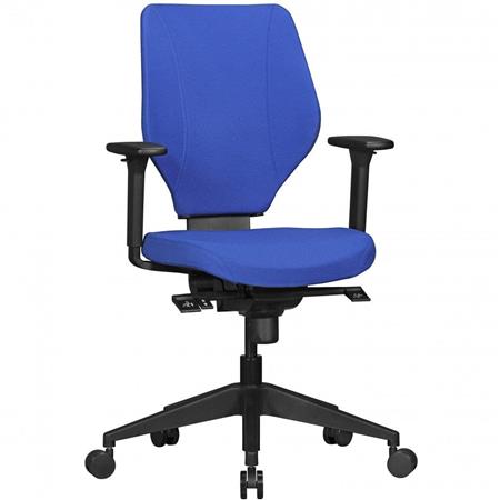 Ergonomischer Bürostuhl COLLINS, vielseitig verstellbar, für die 8h-Nutzung, Stoffbezug, Farbe Blau