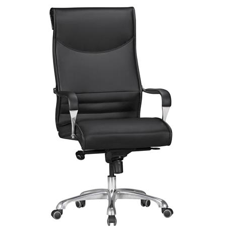 Bürosessel OLFEN, ergonomisches Design, belastbar bis 150 kg, Lederbezug, Farbe Schwarz