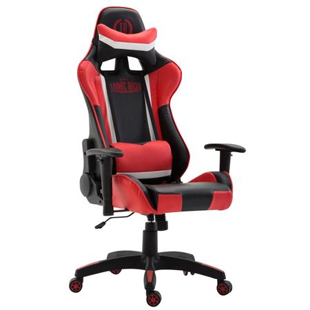 Gaming-Stuhl JEMEX, neigbare Rückenlehne, inkl. Kissen, Lederbezug, Farbe Schwarz/Rot