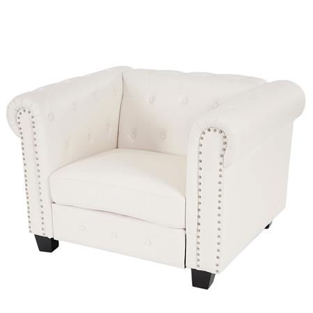 Sessel CHESTER, klassisches und elegantes Design, Leder, quadratische Füße, Farbe Weiß