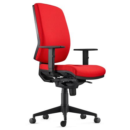 Ergonomischer Bürostuhl OLIVER STOFF, 8h-Nutzung, dicke Polsterung, Farbe Rot